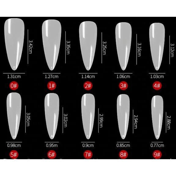 100pc Long Almond Full Cover Fake Nails False Nail tips Artificial Nails Press on nails CHOOSE Clear/Natural Jargod