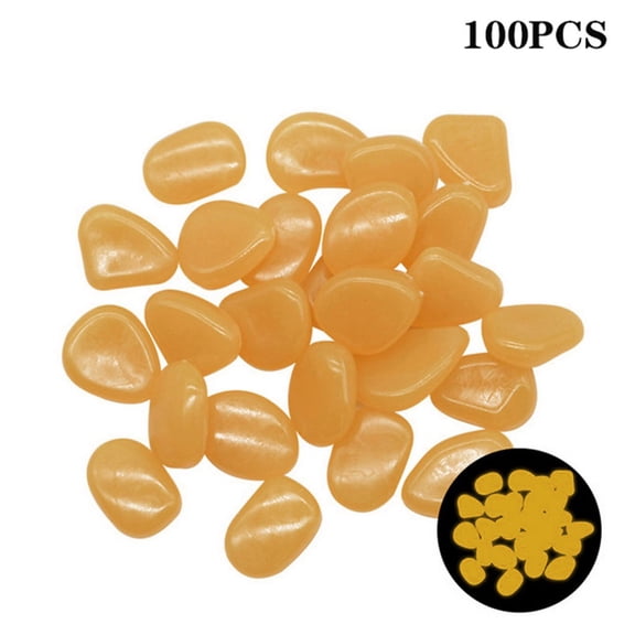 100Pc Luminous Stone Clearance! Glowing Stones 100Pcs Luminous Stone Gardening Fish Tank Landscaping Luminous Stone Yellow