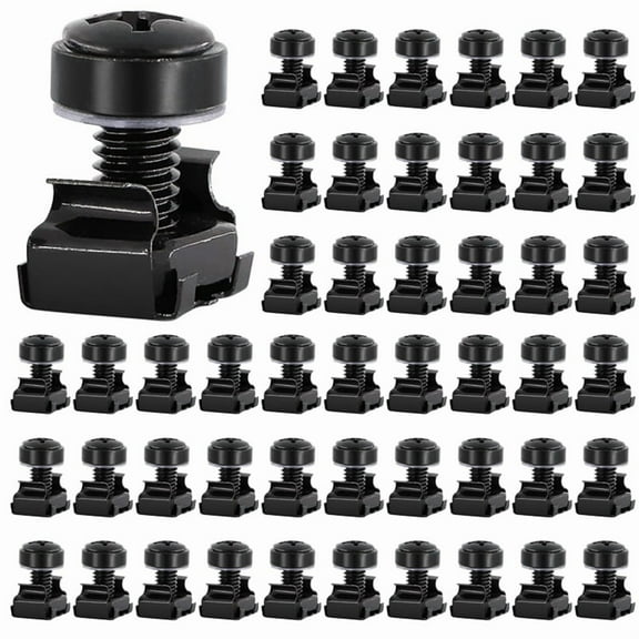 100Pc M6x16mm Computer Rack Mount Cage Screws and Nuts & Washers for Rack Mount Server Cabinet,Rack Mount Screw Cage Nut,100 x Computer Rack Mount Cage Screws and Nuts,Black