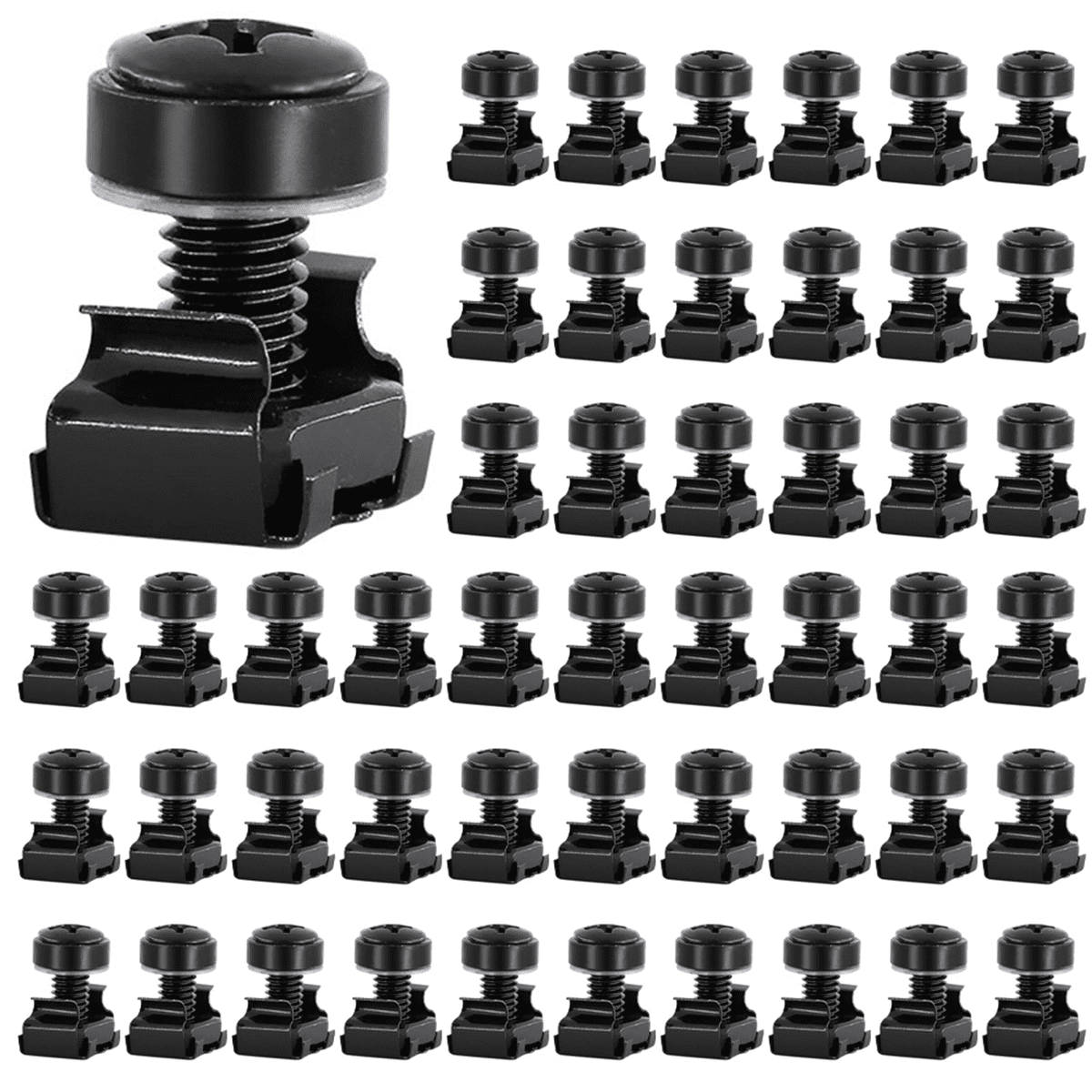 100Pc M6x16mm Computer Rack Mount Cage Screws and Nuts & Washers for ...