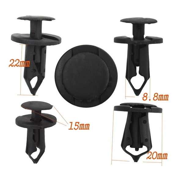 100Pcs 0.3in/8mm Plastic Rivet Fastener Mud Flaps Bumper Fender Push Clips For Nissan