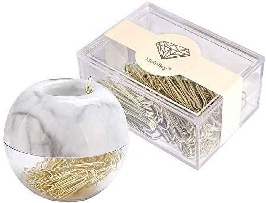 Marble Magentic Paper Clip Holder Dispenser(with 100pcs Gold Paperclips) +  Acrylic Gold Scissors Desk Accessories Office Supplies Set(Clear Gold) -  Yahoo Shopping