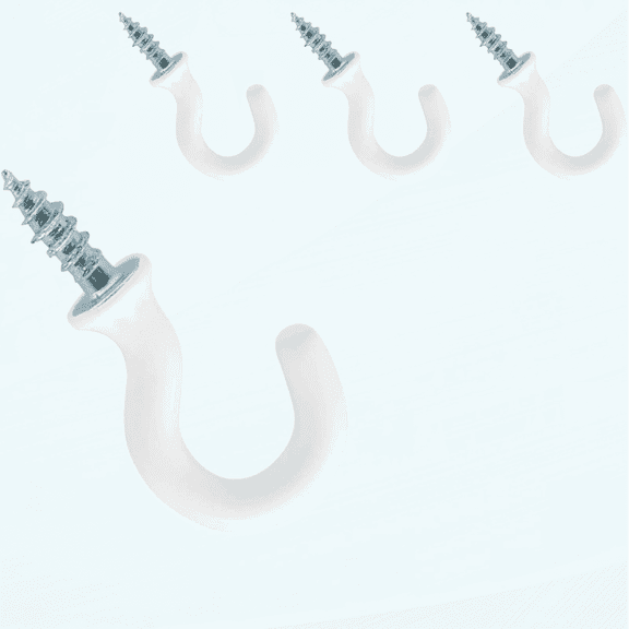 100Pcs 1/2-Inch Cup Hooks Ceiling Hooks, Plastic-Covered Metal Screw-in Hooks, White