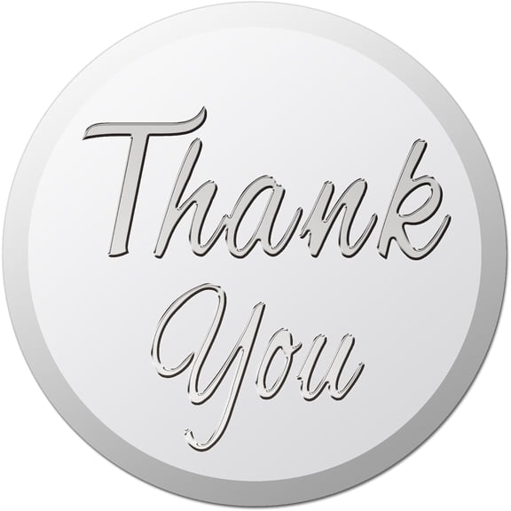100Pcs 1.5" Silver Foil Stickers Thank You Words Round Circle Self Adhesive Label Embossed Envelope Seals Stickers Metallic Stamp for DIY Making