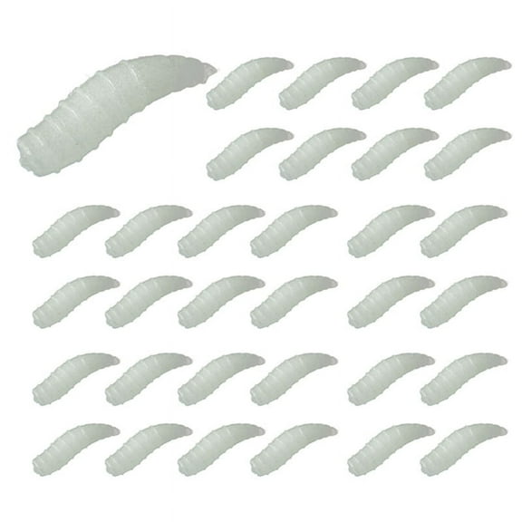100Pcs 1.6Cm Bait Fishing Maggot Grub Soft Baits Worms Noctilucent Night Glow