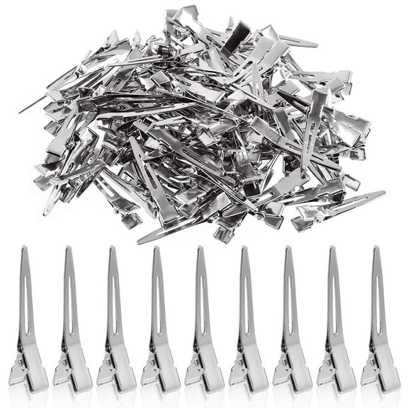 100Pcs 1.8 Inch Metal Duck Billed Hair Clips for Women Styling Sectioning, Single Prong Hairpins Silver Alligator Clips for Hair Styling DIY