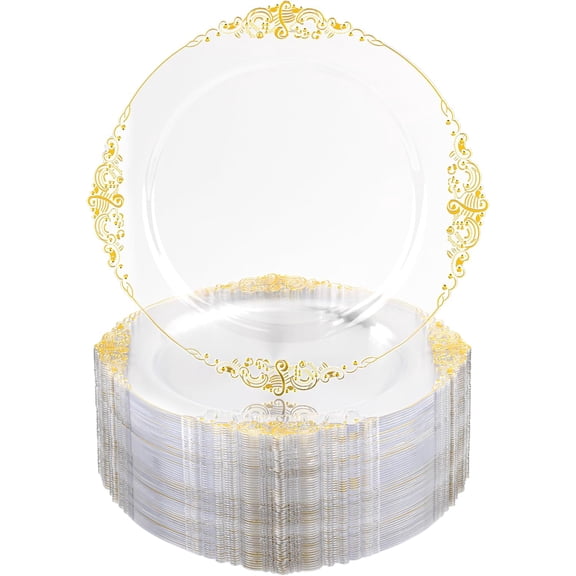 100Pcs 10.25'' Clear Plastic Plates, Party Plates for 100Guests