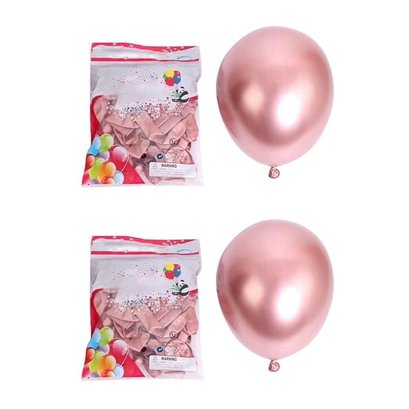 100Pcs 10 Inch Metallic Latex Balloons Thick Chrome Glossy Metal Pearl Balloon Globos for Party Decor - Rose Gold