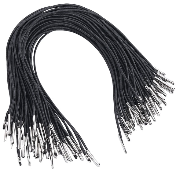 100Pcs 10" Long Black Elastic Barbed Cords Stretch Loop Bands with Metal Ends Fastener Round String Hat Chin Cord Strap for Party DIY Hat Elastic