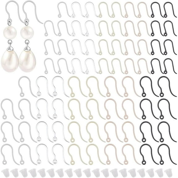 100Pcs 10 Styles PC Plastic Earring Hooks Mixed Color 12.5~18x8.5~11.5x0.7~1mm Hole: 0.9~1.2mm Pin: 0.7mm 10pcs/style