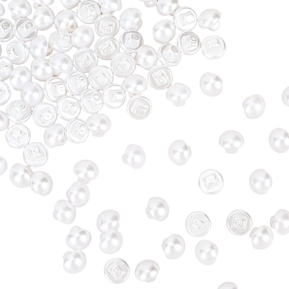 100Pcs 10MM 1 Hole Mini Small White Plastic Pearl Shank Buttons Mushroom Shape Resin Round Half Ball Sewing Decorative Button Bulk