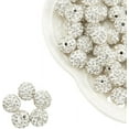 thumbnail image 1 of 100Pcs 10mm White Polymer Clay Pave Rhinestone Beads Crystal Disco Ball Spacer Beads, 1 of 8