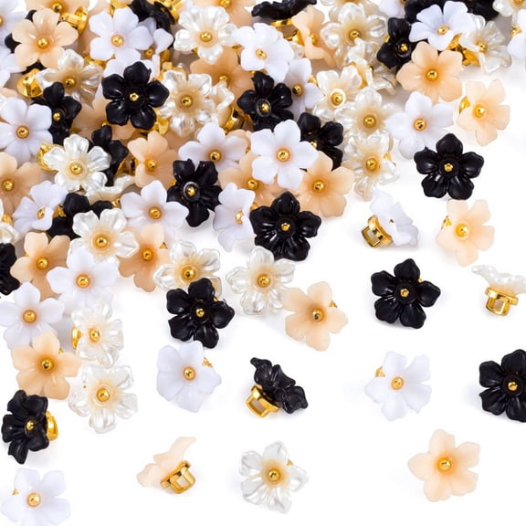100Pcs 12.5mm Plastic Flower Shape Sewing Buttons for Crafts Making, Clothes & DIY Projects, Scrapbook Decoration