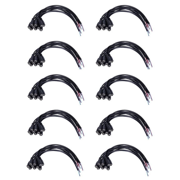 100Pcs 12V DC Power Plug Female Jack Plug Connector Cable 5.5X2.1mm with Cord Cable 15CM for CCTV LED Strip Light,100 x Female DC Connector With Cable,Black