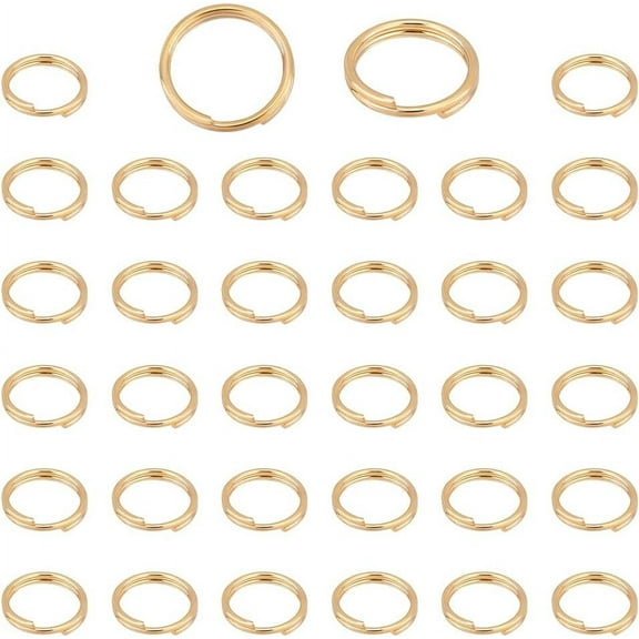 100Pcs 12mm 18K Gold Plated Split Jump Rings Stainless Steel Double Loops Jump Rings Mini Key Rings Metal Rings Connectors for Keychains Jewelry Necklaces Bracelets Earrings DIY