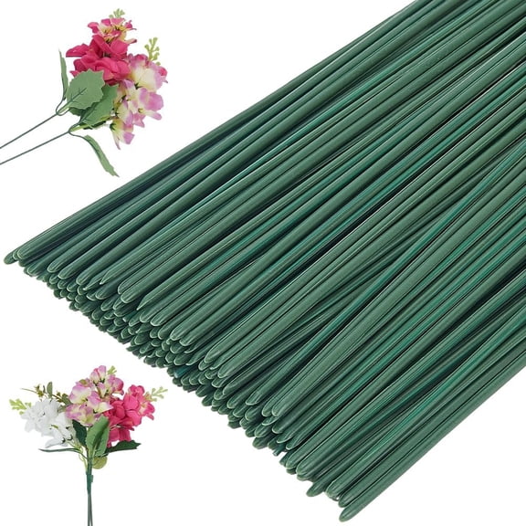100Pcs 16 Gauge Floral Stem Wire Artificial Flower Rods Green Bulk 30CM/11.8 Inch Iron Stalk Florist Wire for Wreaths Flower