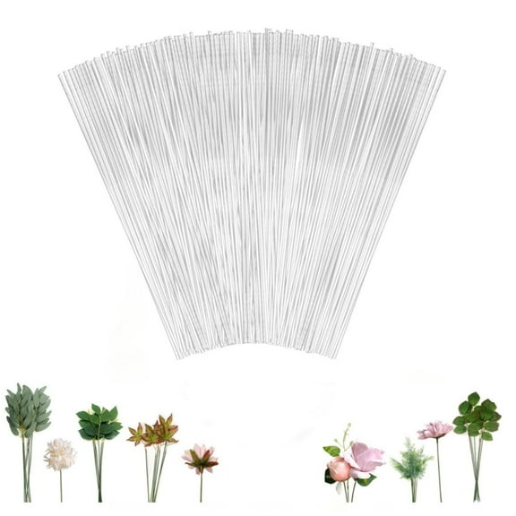 100Pcs 18 Gauge Floral Flower Stem Wire, White Floral Stem Wire Flower Arrangements, 14" Floral Wire for Florist Flower Arrangement Bouquent Stem Wrapping and DIY