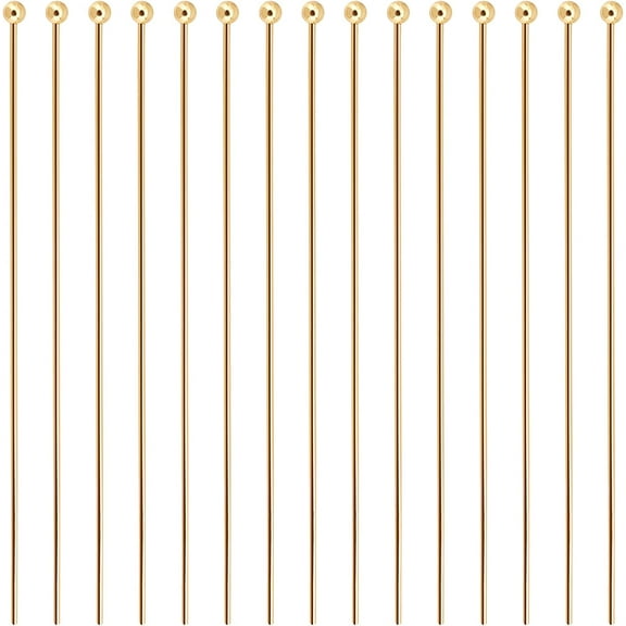 100Pcs 18K Gold Plated Brass Ball Head Pins 20 Gauge Wire Headpins for DIY Earring Bracelet Jewelry Making