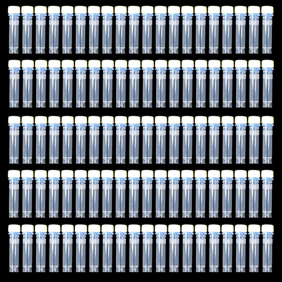 100Pcs 1ml Transparent Lab Plastic Frost Test Tubes Vial Seal Cap, Graduated Marks Centrifuge Tubes Skirted Conical Bottom for Laboratory School Educational