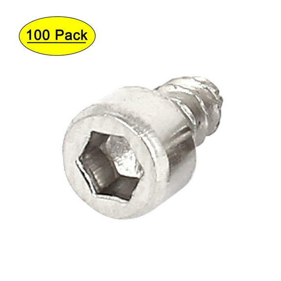 100Pcs 1mm Pitch Hex Socket Drive Head Cap Self Tapping Screws 1/8" x 1/4"