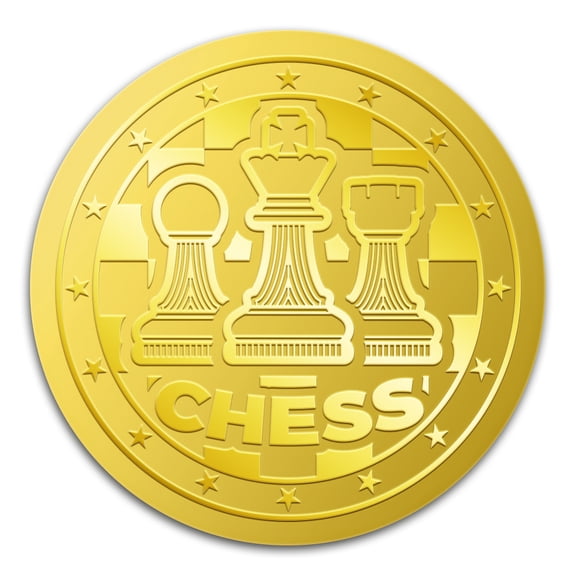 100Pcs 2" Chess Gold Foil Seal Stickers Gold Chess Seals Embossed Foil Stickers Self Adhesive Seals Sticker Round Labels