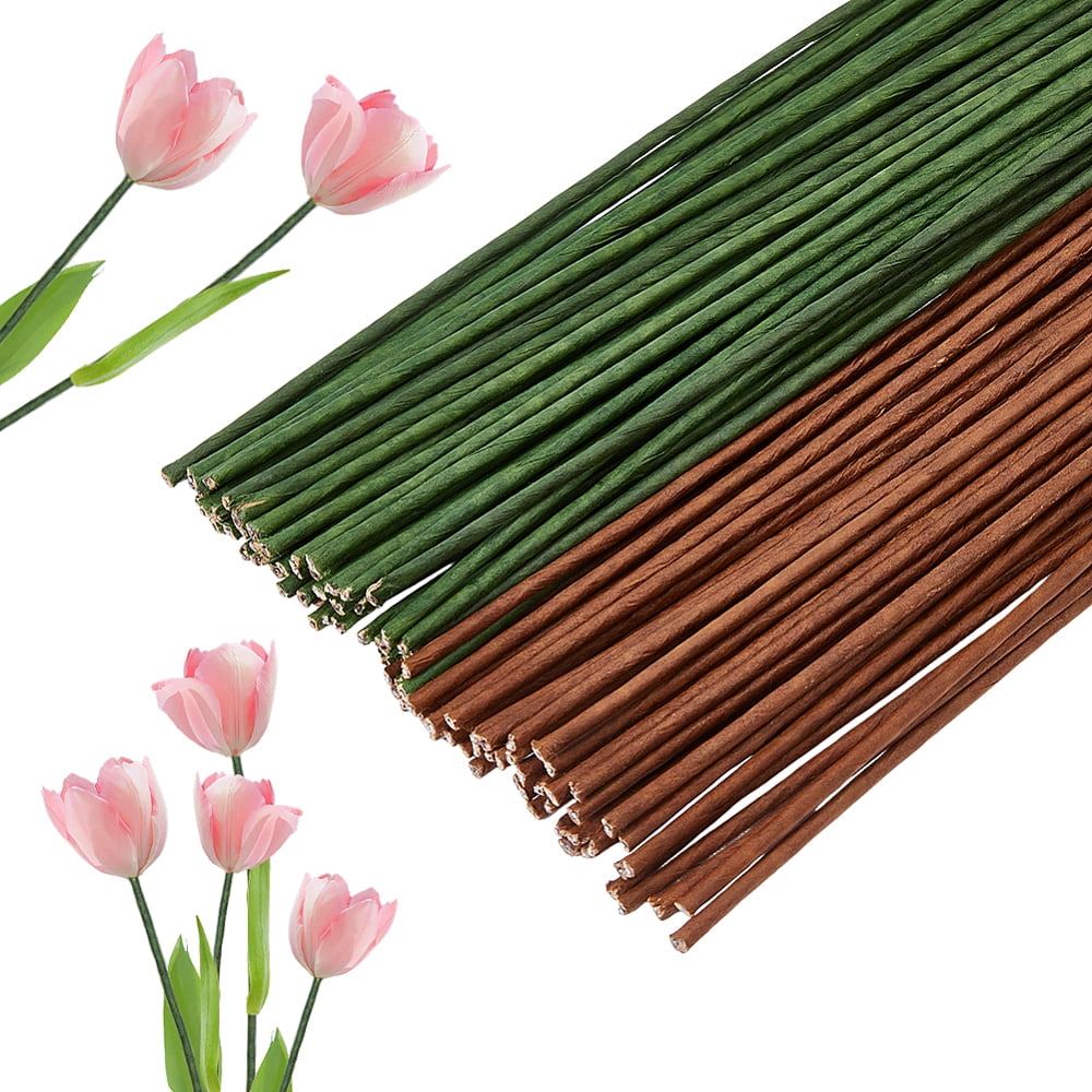 100Pcs 2 Colors Iron Floral Wire Stems for DIY Crafts and Artificial Flower Arrangements Mixed Color 400x3mm 50pcs/color for making