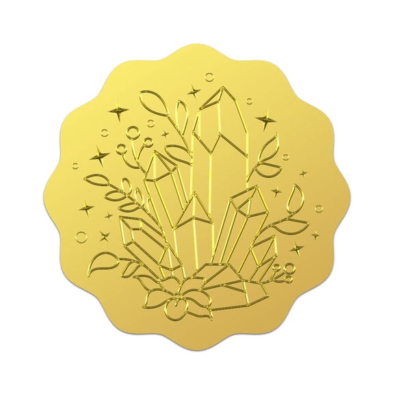100Pcs 2'' Gold Embossed Envelope Seals Stickers Round Adhesive Embossed Foil Seals Stickers Golden Envelope Label DIY