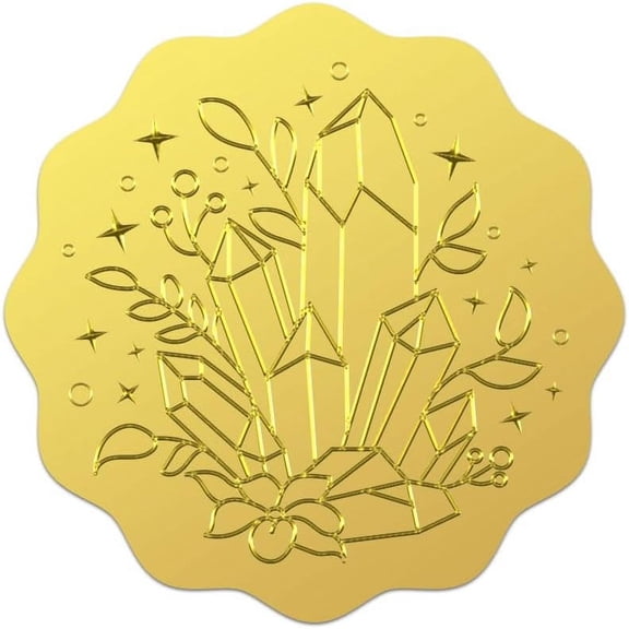 100Pcs 2'' Gold Embossed Envelope Seals Stickers Round Adhesive Embossed Foil Seals Stickers Golden Envelope Label for Wedding Invitations Party Gift Packaging Greeting Card Golden
