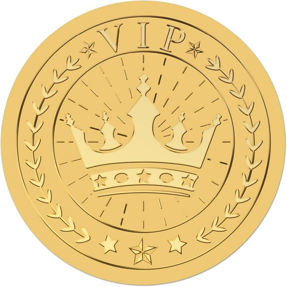 100Pcs 2" Gold Envelope Stickers Crown Envelope Seals Stickers VIP Round Vintage Adhesive Embossed Foil Seals Stickers Labels for Envelopes Diplomas Certificates Gifts Supplies DIY