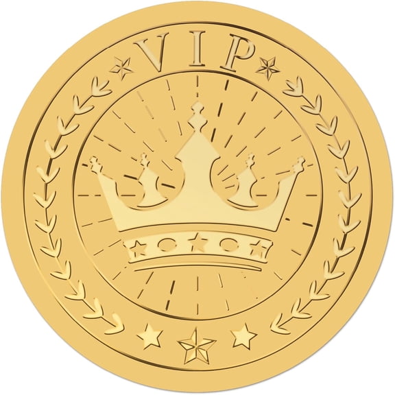 100Pcs 2" Gold Envelope Stickers Envelope Seals Stickers VIP Round Vintage Adhesive Embossed Foil Seals Stickers Labels for Envelopes Diplomas Certificates Gifts Supplies DIY for DIY