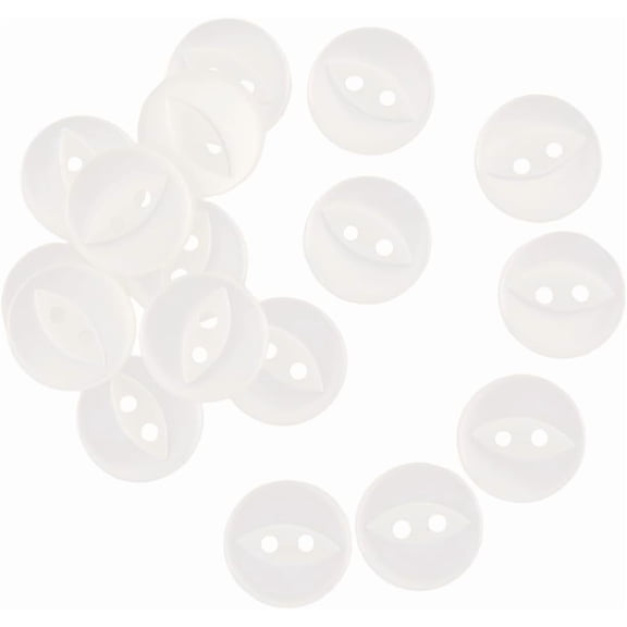 100Pcs 2 Hole 15MM Fisheye Clear Resin Buttons Bulk Small Flat Round Cute Eye Fish Replacement Sewing Decorative Button for Sewing Making Crafts Clothes Dresses Skirt Home Decor Accessories for DIY