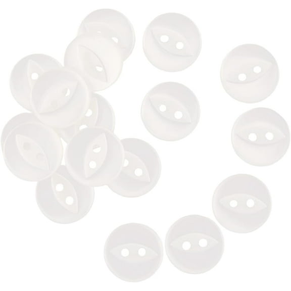 100Pcs 2 Hole 15MM Fisheye Clear Resin Buttons Bulk Small Flat Round Cute Eye Fish Replacement Sewing Decorative Button for Sewing Making Crafts Clothes Dresses Skirt Home Decor Accessories