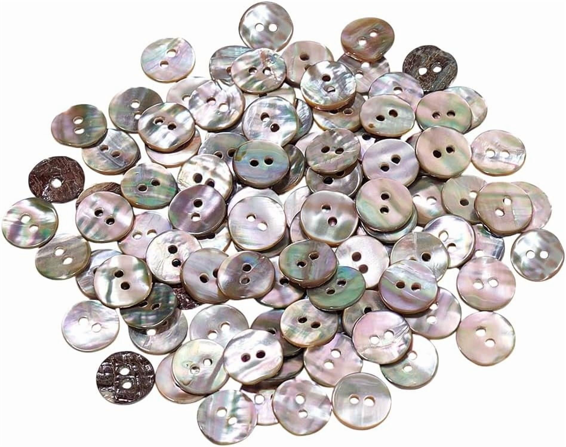 100Pcs 2 Hole Natural Shell Buttons 20L(1/2") Flat Round Mother of ...