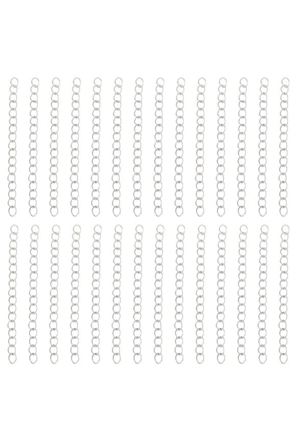 100Pcs 2 Inch Chain Extender DIY for Jewelry Making 925 Sterling Silver Plated 304 Stainless Steel Bracelet Necklace Extensions End Tails