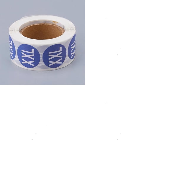 100Pcs 2 Rolls Paper Self-Adhesive Clothing Size Labels for Clothes Size Tags Round with Size XXL Blue 25mm 500pcs/roll DIY