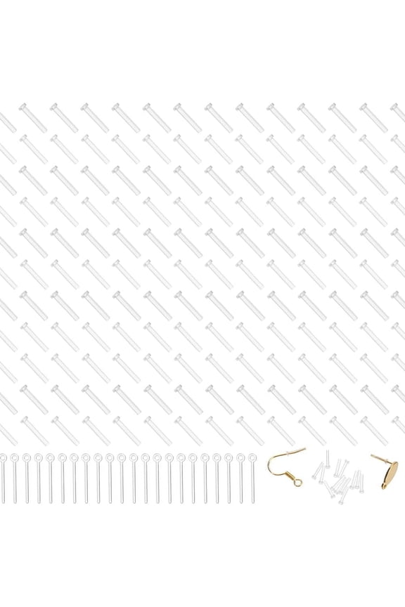 100Pcs 2 Sizes Earring Sleeves and 50Pcs Earring Post with Loop Resin Stud Earring Findings Pierced Earring Protector Covers for DIY