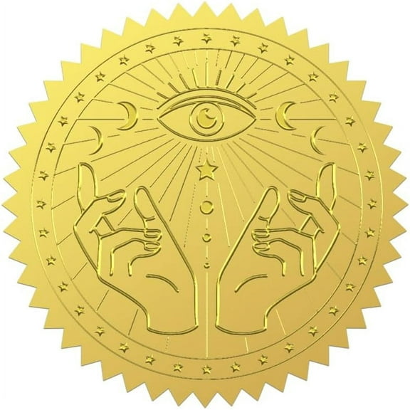 100Pcs 2'' Stars Moon Gold Foil Embossed Seal Sticker Tarot Envelope Certificate Sticker Self Adhesive Seal Label for Invitation Diploma Award Certificates Gift Wrapping Decor DIYDIY