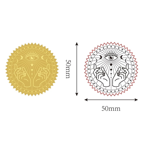 100Pcs 2'' Stars Moon Gold Foil Embossed Seal Sticker Tarot Envelope Certificate Sticker Self Adhesive Seal Label for Invitation