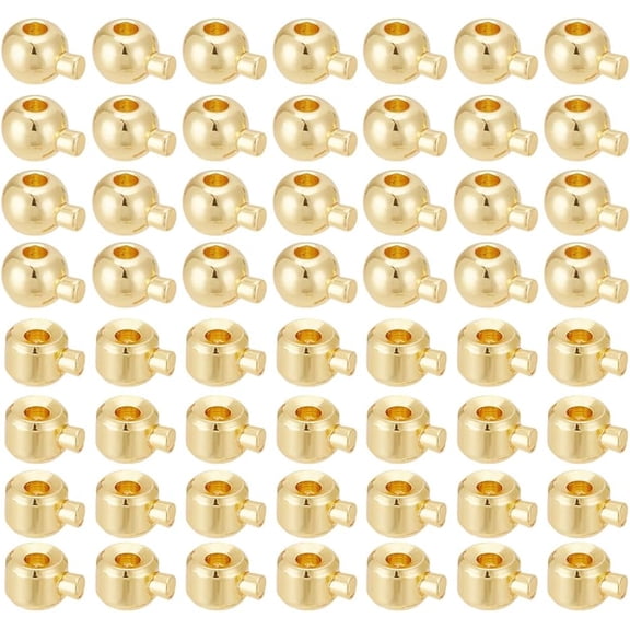 100Pcs 2 Style Crimp Bead 18K Gold Plated Brass Spacer Bead End Stopper Locker Seperator Positioning Beads DIY
