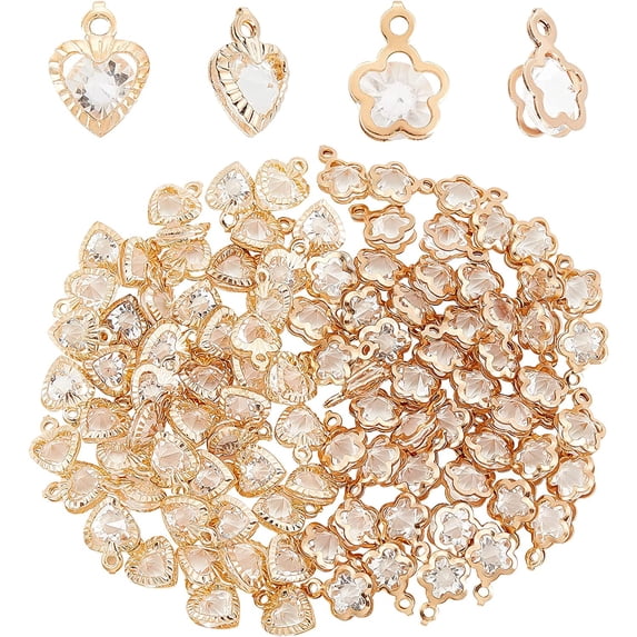 100Pcs 2 Style Rack Plating Eco-Friendly Iron Charms with Rhinestone ...