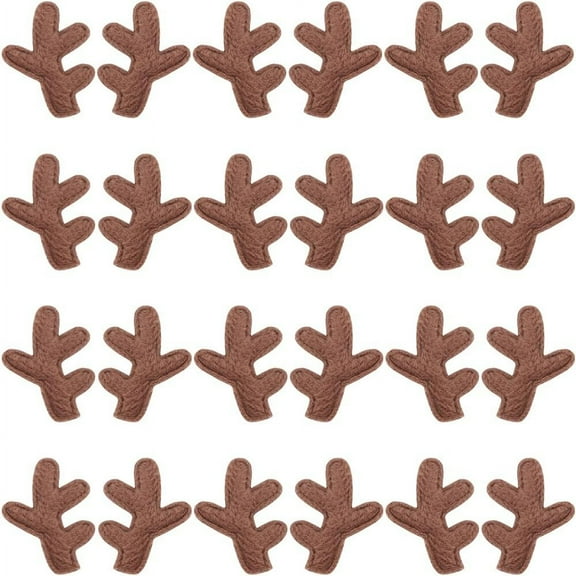 100Pcs 2 Styles Christmas Brown Reindeer Elk Horn Hair Accessories Mini Antlers Decorations Deer Flocking Antlers Branch Animals Headband Snowman Hand for DIY Headband Snowman Wedding Party