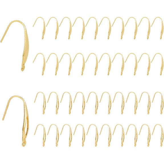 100Pcs 2 Styles Earring Hooks Ear Wire with Dangle Loops 18K Gold Plated French Fish Hooks Stainless Steel Earring Hooks for DIY Dangle Earrings Jewelry Making Hole: 1.2mm