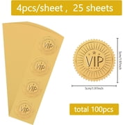 100Pcs 2 VIP Crown Envelope Seal Sticker Gold Embossed Envelope Seals Labels Metallic Seals with Serrated Edge Foil Stickers for Wedding Invitations Gift Packaging Supplies