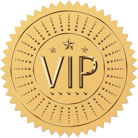 100Pcs 2" VIP Envelope Seal Sticker Gold Embossed Envelope Seals Labels Metallic Seals with Serrated Edge Foil Stickers for Wedding Invitations Gift Packaging Supplies DIY DIY