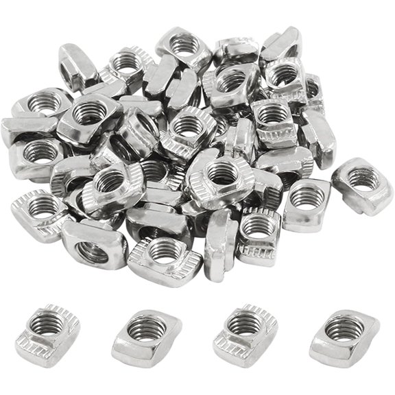 100Pcs 2020 Series T Nuts Carbon Steel,M5 T Slot Nut Hammer Head Fastener Nut Assortment for Aluminum Profile