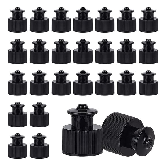 100Pcs 24/410 Black Plastic Push Pull Replacement Caps 24mm Inner Diameter Twisted Sport Bottle Lid 1x1.2 Inch Plastic Water Bottle Cap for making