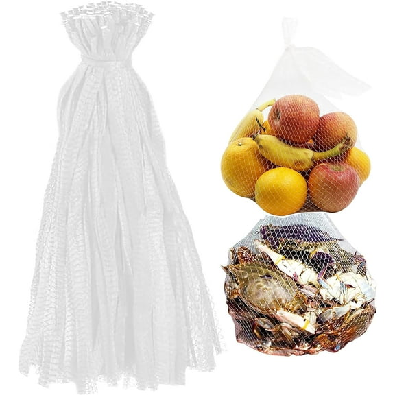 100Pcs Reusable Produce Mesh Bags, 24’’ Seafood Boil Bags for Crab Clam Shellfish Crawfish Cooking, Mesh Produce Bagfor Onion Potato Vegetable & Garden Produce