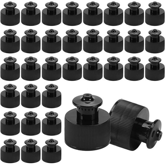 100Pcs 28/410 Black Plastic Push Pull Replacement Caps 28mm Inner Diameter Twisted Sport Bottle Lid Plastic Water Bottle Cap for Water Bottle Replacement Tops Sport Bottle Lid Black