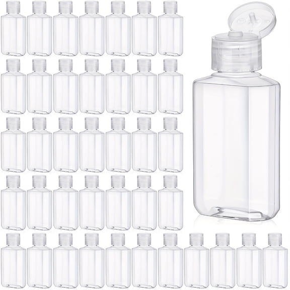 100Pcs 2oz Clear Flip Cap Plastic Bottles, Empty Reusable Travel Size Containers for Hand Sanitizer, Shampoo & Soap, Bulk Empty Travel Bottles for Outdoor Camping, Travel, and Home Use