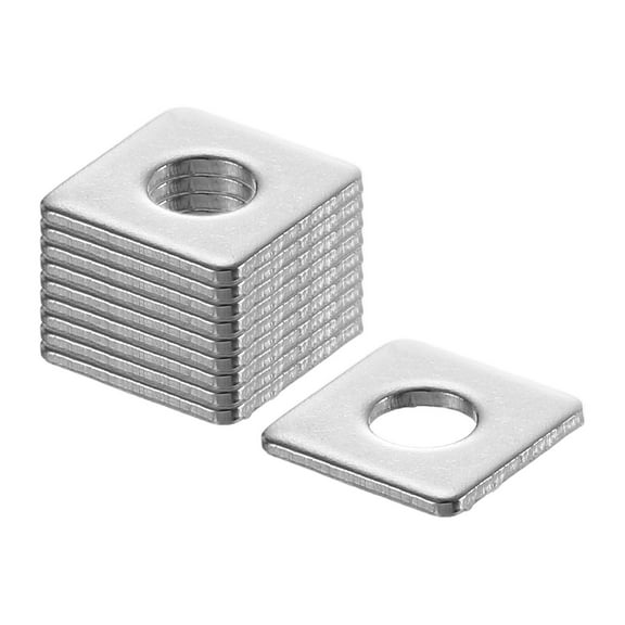 100Pcs 3/8" Square Plate Washer for 5/32" Bolt, 304 Stainless Steel Flat Bearing Plate (0.04" Thick)